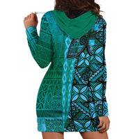 Samoan Pacific Tribal Flower Geometric Art Tattoos Hoodie Dress Siapo Pattern Turquoise Tide LT03 - Polynesian Pride