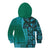 Samoan Pacific Tribal Flower Geometric Art Tattoos Kid Hoodie Siapo Pattern Turquoise Tide - Polynesian Pride