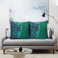 Samoan Pacific Tribal Flower Geometric Art Tattoos Pillow Cover Siapo Pattern Turquoise Tide - Polynesian Pride