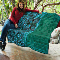 Samoan Pacific Tribal Flower Geometric Art Tattoos Quilt Siapo Pattern Turquoise Tide - Polynesian Pride