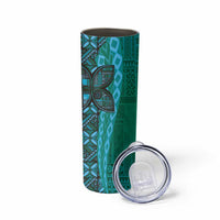 Samoan Pacific Tribal Flower Geometric Art Tattoos Skinny Tumbler Siapo Pattern Turquoise Tide LT03 - Polynesian Pride