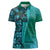 Samoan Pacific Tribal Flower Geometric Art Tattoos Women Polo Shirt Siapo Pattern Turquoise Tide - Polynesian Pride