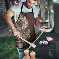 Fijian Masi Tribal Tattoos Art Pattern Apron Brown Color Half Style - Polynesian Pride