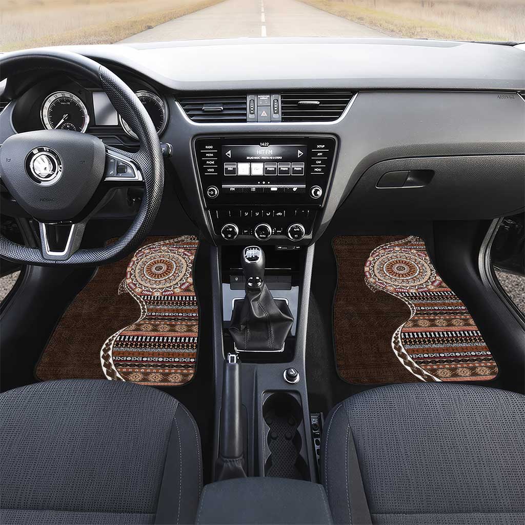 Fijian Masi Tribal Tattoos Art Pattern Car Mats Brown Color Half Style - Polynesian Pride
