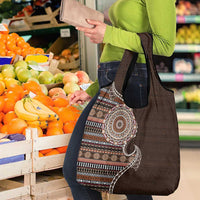 Fijian Masi Tribal Tattoos Art Pattern Grocery Bag Brown Color Half Style - Polynesian Pride