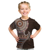 Fijian Masi Tribal Tattoos Art Pattern Kid T Shirt Brown Color Half Style LT03 Brown - Polynesian Pride