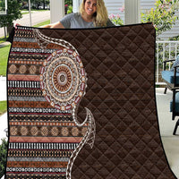 Fijian Masi Tribal Tattoos Art Pattern Quilt Brown Color Half Style LT03 Brown - Polynesian Pride