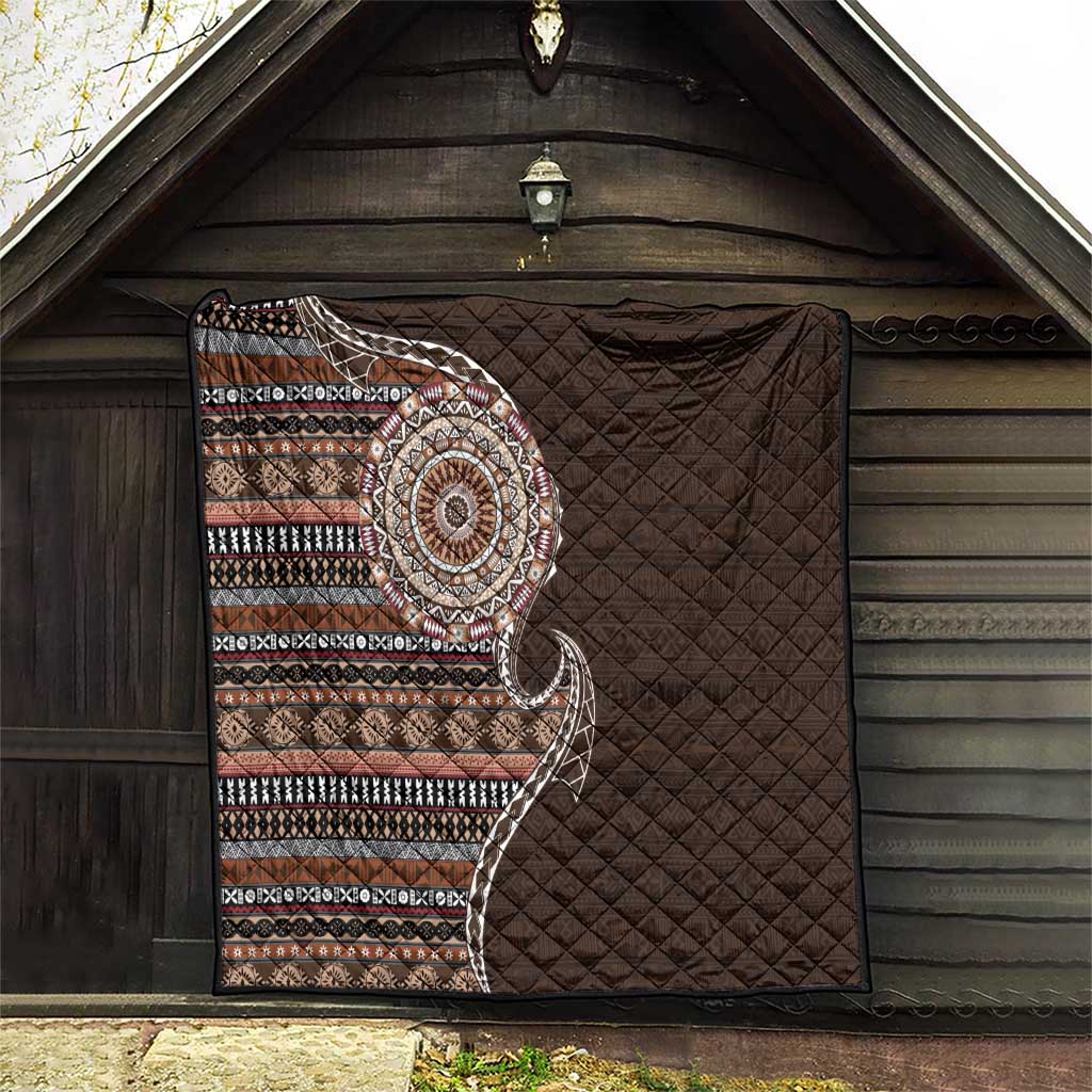 Fijian Masi Tribal Tattoos Art Pattern Quilt Brown Color Half Style LT03 - Polynesian Pride