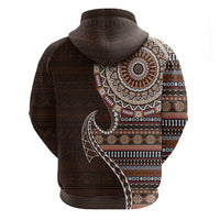Fijian Masi Tribal Tattoos Art Pattern Zip Hoodie Brown Color Half Style LT03 - Polynesian Pride