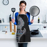 Fijian Masi Tribal Tattoos Art Pattern Apron Navy Color Half Style - Polynesian Pride