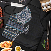 Fijian Masi Tribal Tattoos Art Pattern Apron Navy Color Half Style - Polynesian Pride
