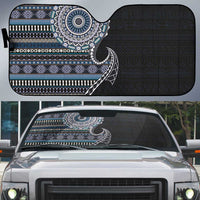 Fijian Masi Tribal Tattoos Art Pattern Auto Sun Shade Navy Color Half Style - Polynesian Pride