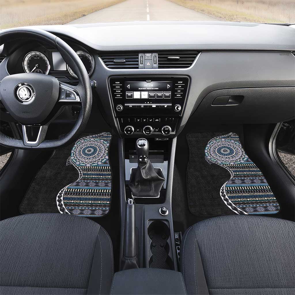 Fijian Masi Tribal Tattoos Art Pattern Car Mats Navy Color Half Style - Polynesian Pride