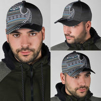 Fijian Masi Tribal Tattoos Art Pattern Classic Cap Navy Color Half Style - Polynesian Pride