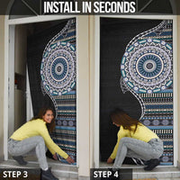 Fijian Masi Tribal Tattoos Art Pattern Door Cover Navy Color Half Style - Polynesian Pride