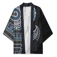 Fijian Masi Tribal Tattoos Art Pattern Kimono Navy Color Half Style LT03 Unisex Navy - Polynesian Pride