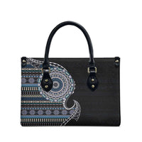 Fijian Masi Tribal Tattoos Art Pattern Leather Bag Navy Color Half Style - Polynesian Pride