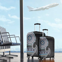 Fijian Masi Tribal Tattoos Art Pattern Luggage Cover Navy Color Half Style - Polynesian Pride