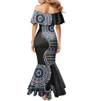 Fijian Masi Tribal Tattoos Art Pattern Mermaid Dress Navy Color Half Style - Polynesian Pride