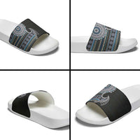 Fijian Masi Tribal Tattoos Art Pattern Slide Sandals Navy Color Half Style - Polynesian Pride