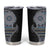 Fijian Masi Tribal Tattoos Art Pattern Tumbler Cup Navy Color Half Style - Polynesian Pride