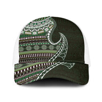 Fijian Masi Tribal Tattoos Art Pattern Baseball Net Cap Green Color Half Style - Polynesian Pride