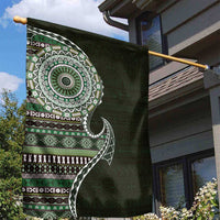 Fijian Masi Tribal Tattoos Art Pattern Garden Flag Green Color Half Style - Polynesian Pride