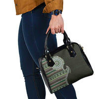 Fijian Masi Tribal Tattoos Art Pattern Shoulder Handbag Green Color Half Style - Polynesian Pride