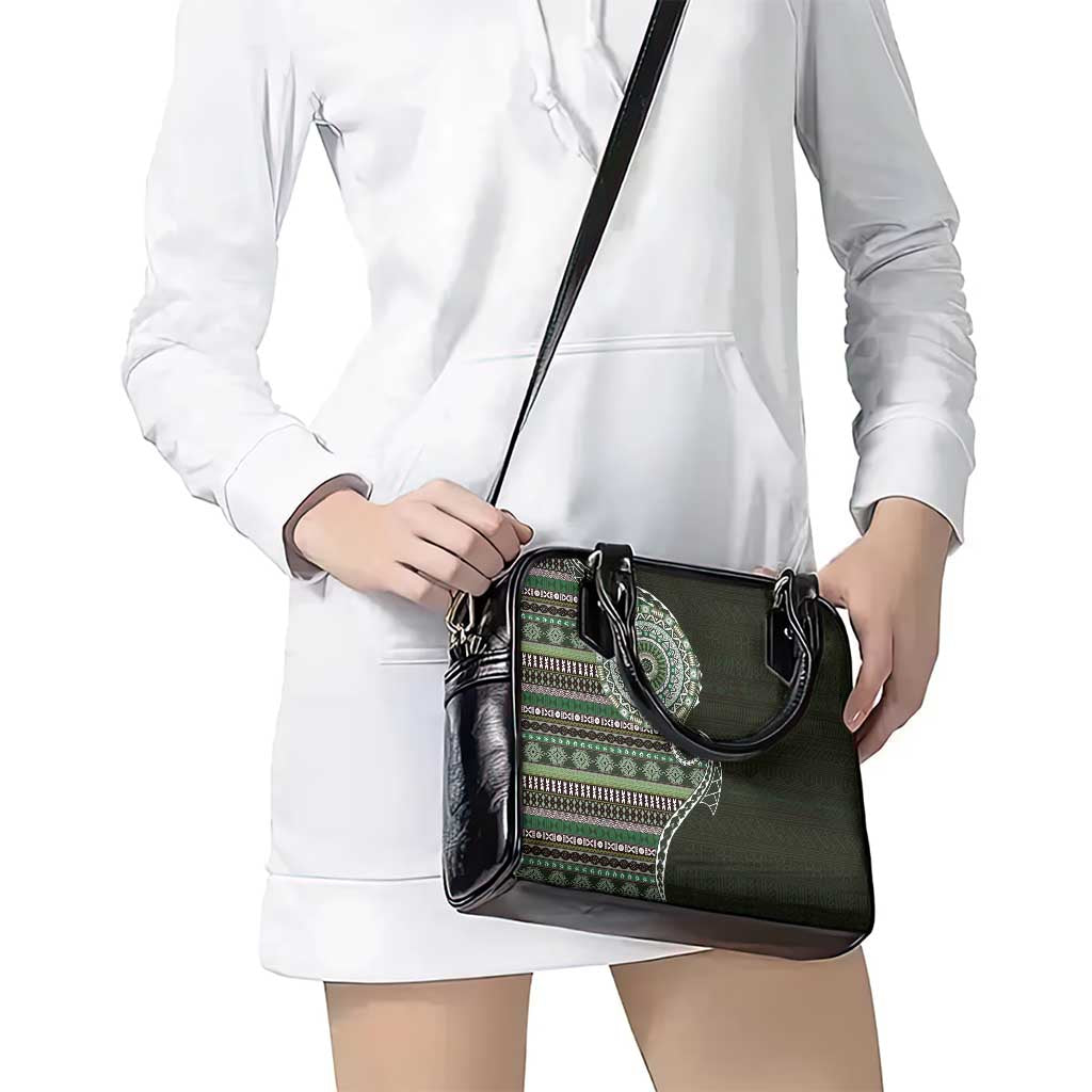 Fijian Masi Tribal Tattoos Art Pattern Shoulder Handbag Green Color Half Style - Polynesian Pride