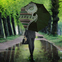 Fijian Masi Tribal Tattoos Art Pattern Umbrella Green Color Half Style - Polynesian Pride
