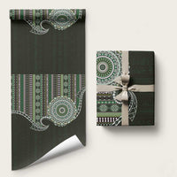 Fijian Masi Tribal Tattoos Art Pattern Wrapping Paper Green Color Half Style - Polynesian Pride