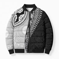 Fijian Masi Tattoos Bomber Puffer Jacket with Tapa Tribal Pattern LT03 White - Polynesian Pride