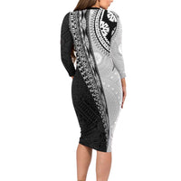Fijian Masi Tattoos Family Matching Long Sleeve Bodycon Dress and Hawaiian Shirt with Tapa Tribal Pattern LT03 - Polynesian Pride
