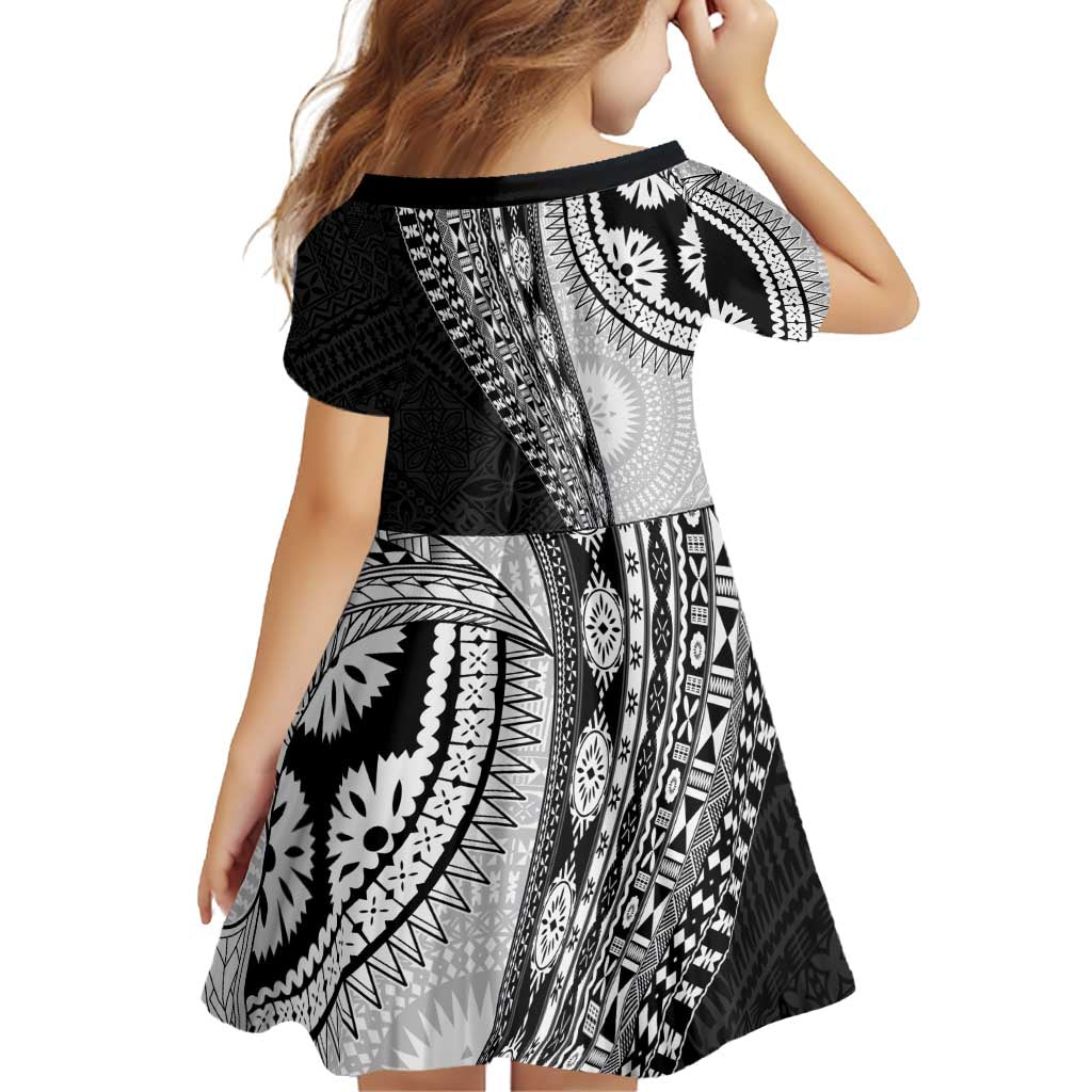 Fijian Masi Tattoos Family Matching Off Shoulder Short Dress and Hawaiian Shirt with Tapa Tribal Pattern LT03 - Polynesian Pride