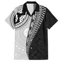 Fijian Masi Tattoos Family Matching Puletasi and Hawaiian Shirt with Tapa Tribal Pattern LT03 Dad's Shirt - Short Sleeve White - Polynesian Pride
