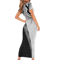 Fijian Masi Tattoos Family Matching Short Sleeve Bodycon Dress and Hawaiian Shirt with Tapa Tribal Pattern LT03 - Polynesian Pride