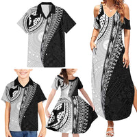 Fijian Masi Tattoos Family Matching Summer Maxi Dress and Hawaiian Shirt with Tapa Tribal Pattern LT03 - Polynesian Pride