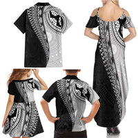 Fijian Masi Tattoos Family Matching Summer Maxi Dress and Hawaiian Shirt with Tapa Tribal Pattern LT03 - Polynesian Pride