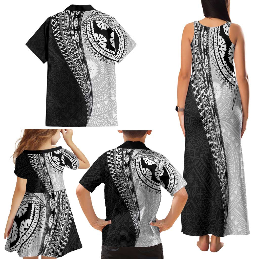 Fijian Masi Tattoos Family Matching Tank Maxi Dress and Hawaiian Shirt with Tapa Tribal Pattern LT03 - Polynesian Pride