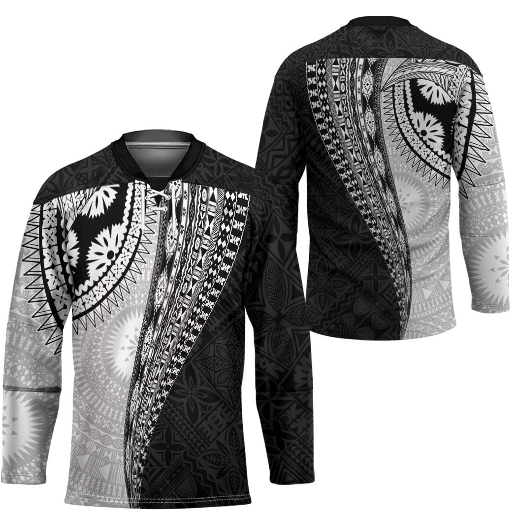 Fijian Masi Tattoos Hockey Jersey with Tapa Tribal Pattern - Polynesian Pride