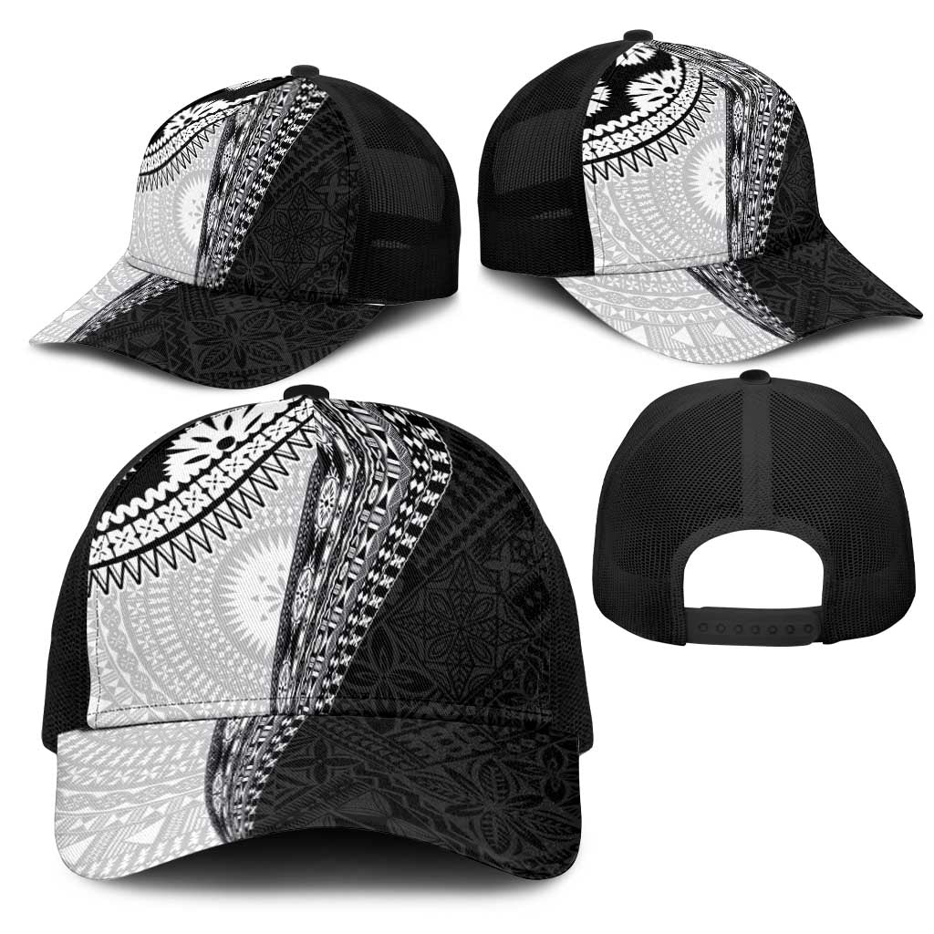 Fijian Masi Tattoos Mesh Trucker Cap with Tapa Tribal Pattern - Polynesian Pride