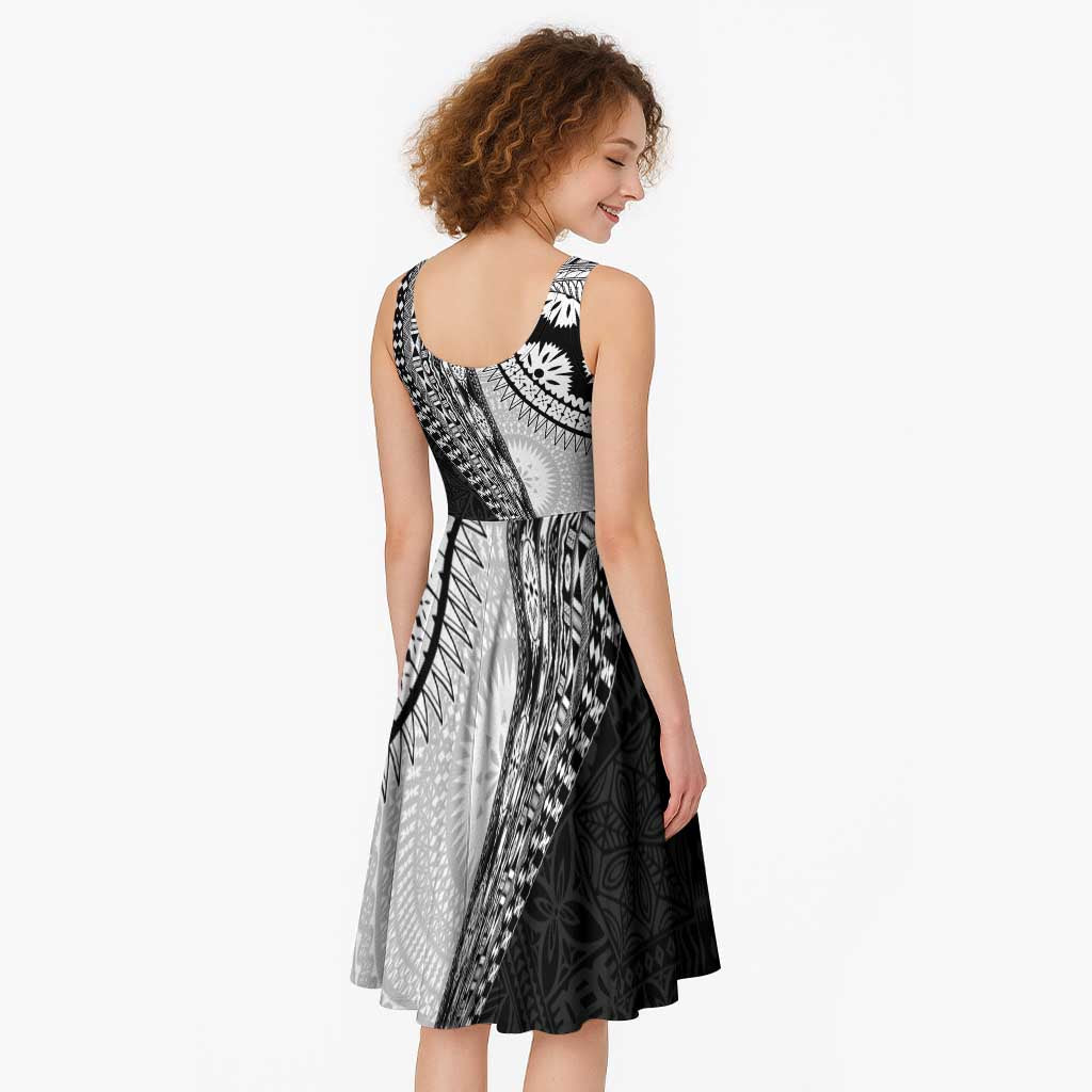 Fijian Masi Tattoos Midi Dress with Tapa Tribal Pattern - Polynesian Pride