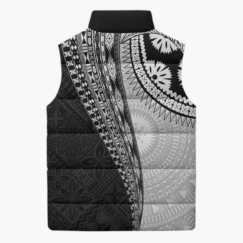 Fijian Masi Tattoos Sleeveless Puffer Jacket with Tapa Tribal Pattern LT03 - Polynesian Pride