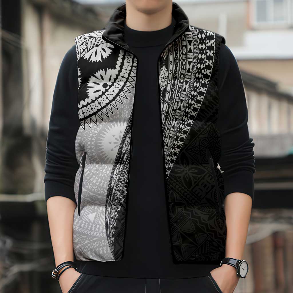 Fijian Masi Tattoos Sleeveless Puffer Jacket with Tapa Tribal Pattern LT03 - Polynesian Pride
