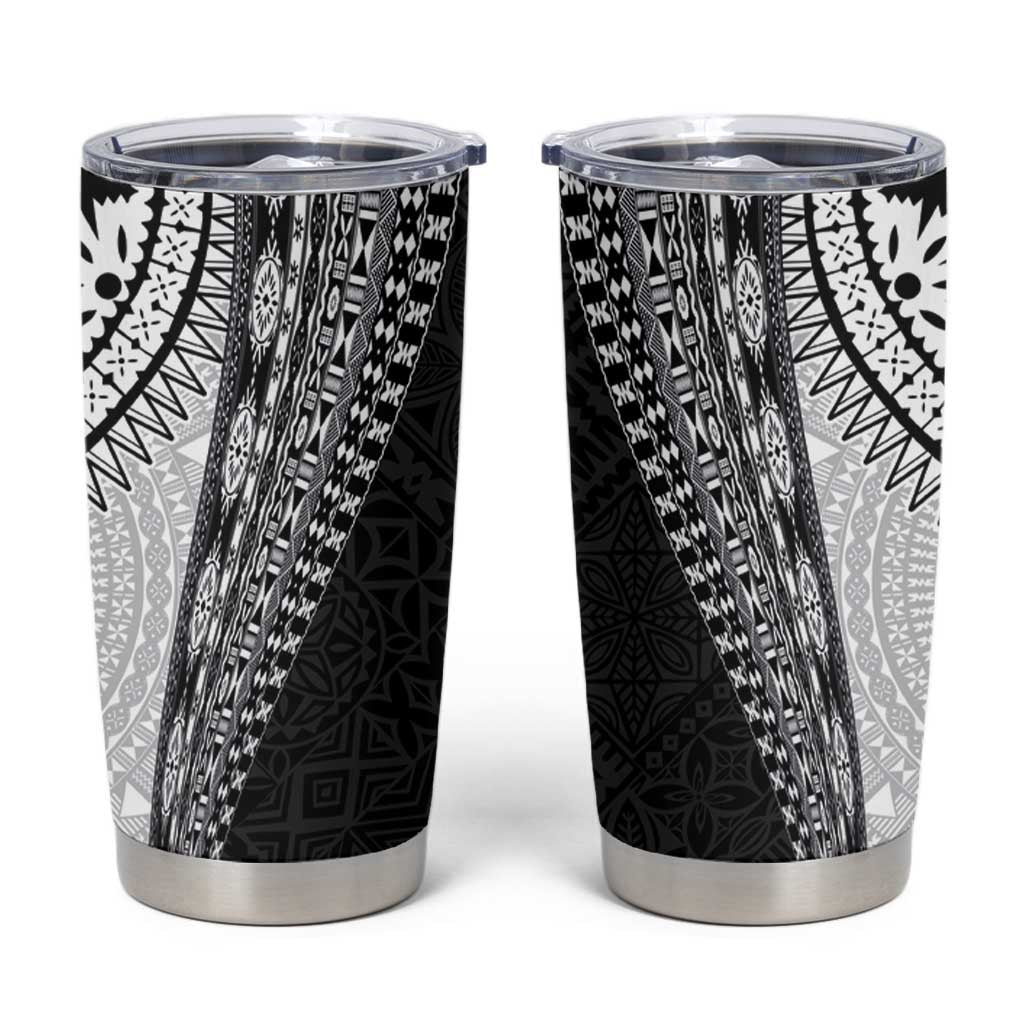 Fijian Masi Tattoos Tumbler Cup with Tapa Tribal Pattern LT03 White - Polynesian Pride