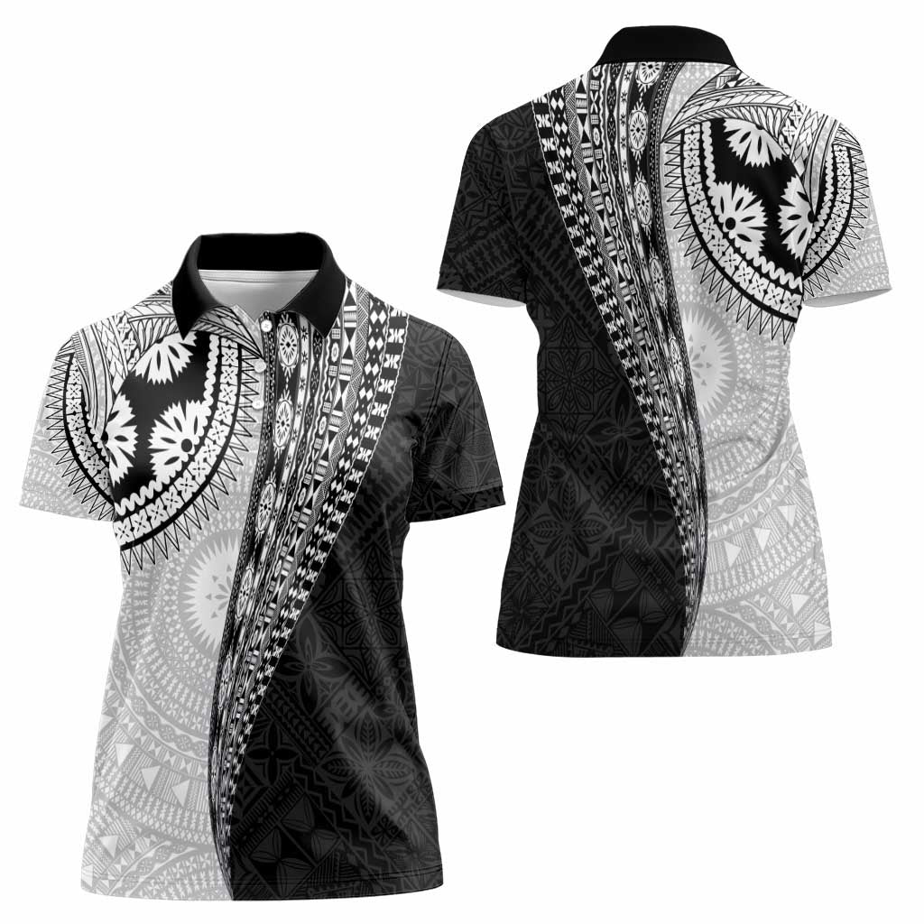 Fijian Masi Tattoos Women Polo Shirt with Tapa Tribal Pattern - Polynesian Pride