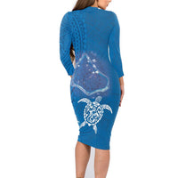 Cook Islands Manihiki Atoll Family Matching Long Sleeve Bodycon Dress and Hawaiian Shirt Maori Turtle and Polynesian Pattern LT03 - Polynesian Pride