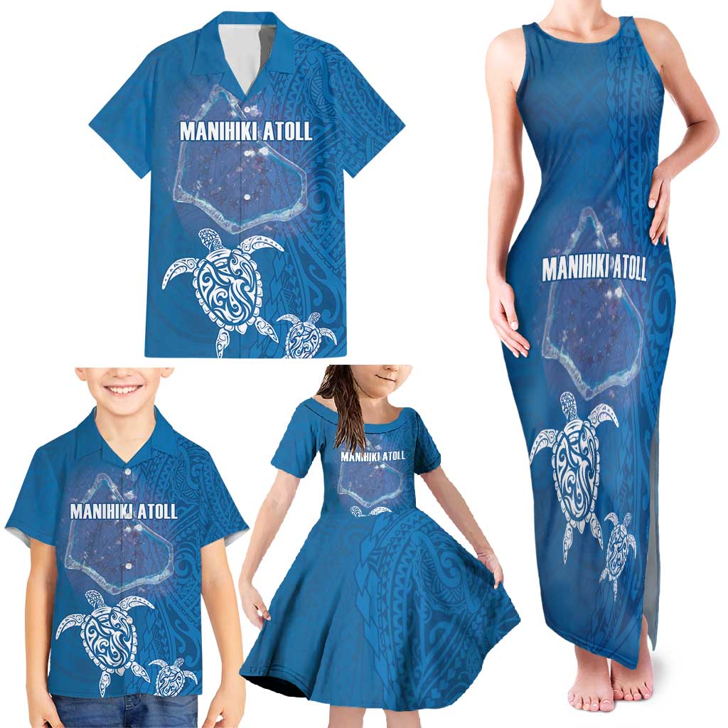 Cook Islands Manihiki Atoll Family Matching Tank Maxi Dress and Hawaiian Shirt Maori Turtle and Polynesian Pattern LT03 - Polynesian Pride