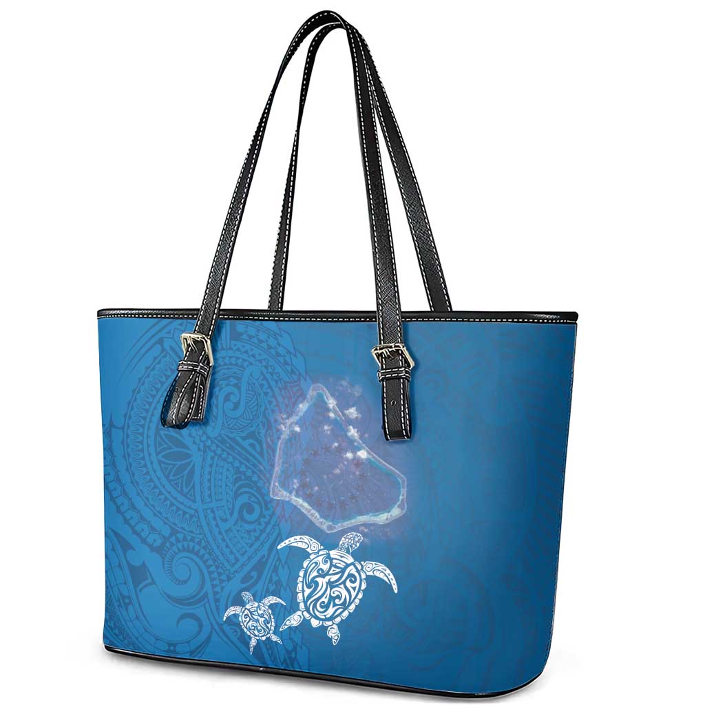 Cook Islands Manihiki Atoll Leather Tote Bag Maori Turtle and Polynesian Pattern LT03 - Polynesian Pride