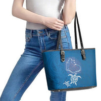 Cook Islands Manihiki Atoll Leather Tote Bag Maori Turtle and Polynesian Pattern LT03 - Polynesian Pride